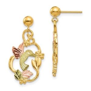 10k Tri-color Black Hills Gold Post Earrings